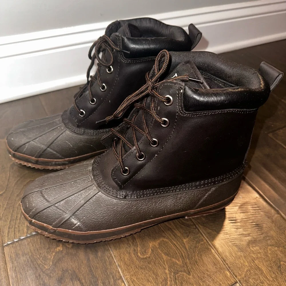 ITASCA Thinsulate 3M Waterproof Duck Boots Brown Leather Upper Size 12